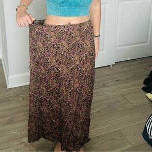 Liz Claiborne Paisley Maxi Skirt - Brown and Pink